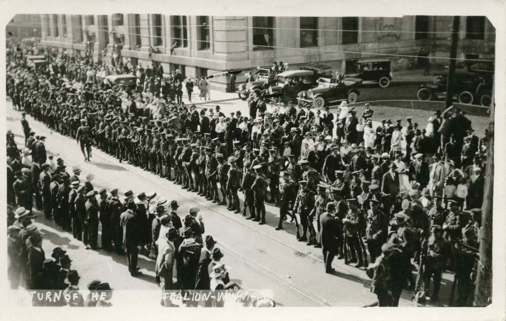 Mounted police on June 21. Four days earlier, the RNWMP raided the homes of the strike leaders.