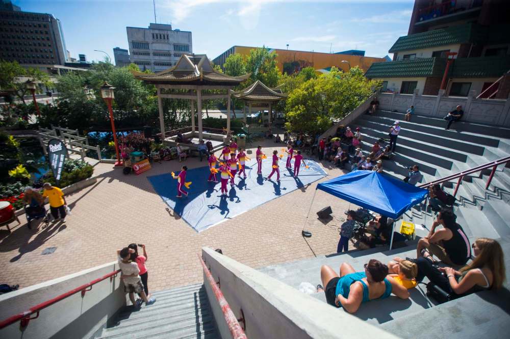 The development strategy includes updating the existing Chinatown gate, Chinese gardens and streetscape elements along King Street with widened pedestrian zones populated with seating areas, pop-up kiosks and seasonal patios. (Mikaela MacKenzie / Winnipeg Free Press files)