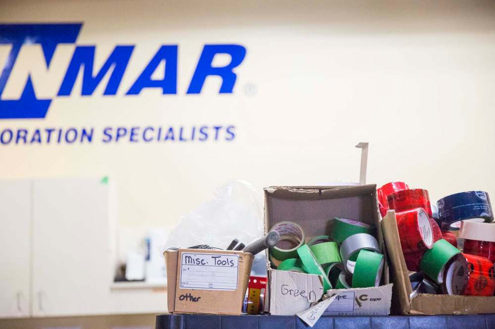 Cleaning supplies at WinMar property restoration in Winnipeg.