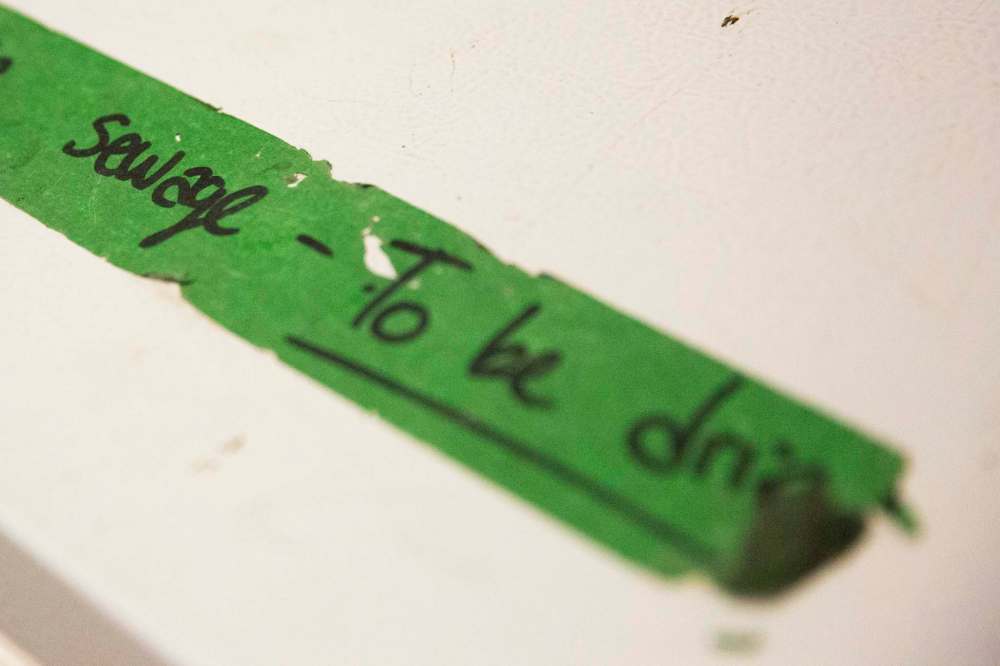 MIKAELA MACKENZIE / WINNIPEG FREE PRESS
Cleaning supply notes at WinMar property restoration in Winnipeg on Monday, May 13, 2019. For Erin Lebar story.
Winnipeg Free Press 2019.