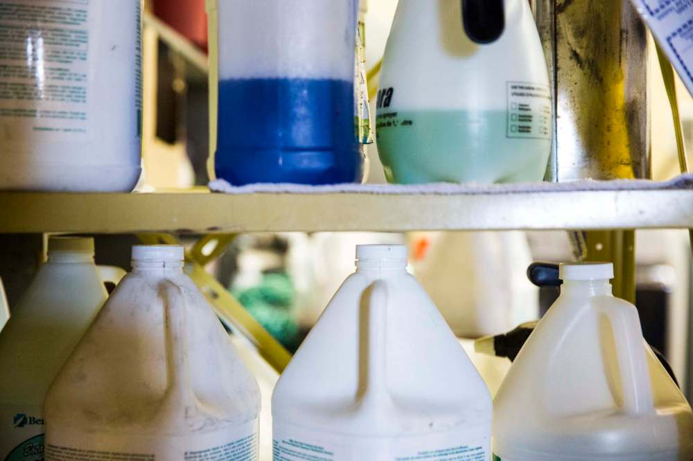 Cleaning supplies at WinMar property restoration.