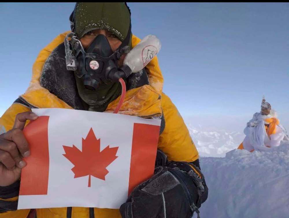 SUPPLIED
Dalip Shekhawat at the summit of the world’s highest mountain — Mount Everest