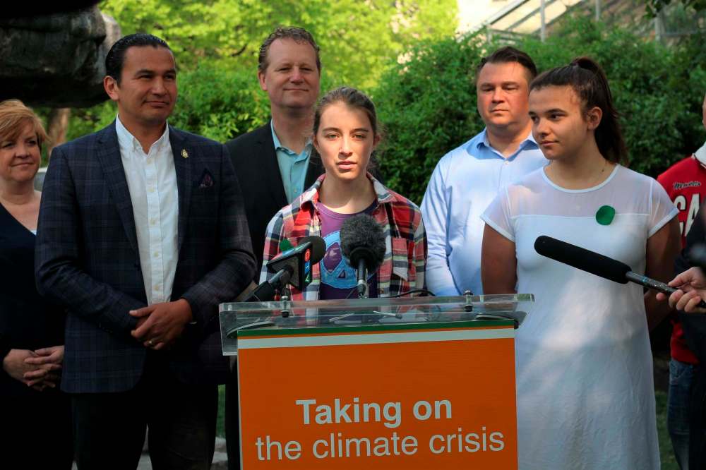 Courtney Tosh, a Grade 11 student from Miles Macdonell collegiate and member of Manitoba Youth for Climate Action, urged politicians to take young peoples' climate concerns seriously.