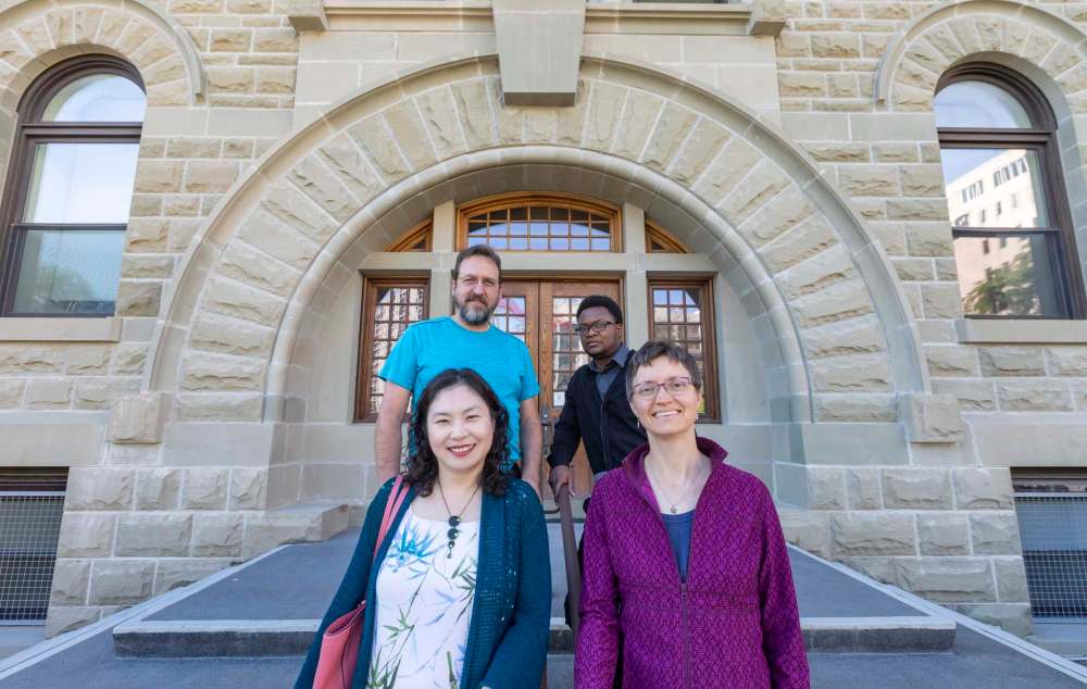 Michael Thibert (clockwise from top left), Widney Pervil, Lilli Williams and Ji-Yung Jennifer Choi are the last students to graduate from the U of W's theology program, which dates back to 1883. (Sasha Sefter / Winnipeg Free Press)