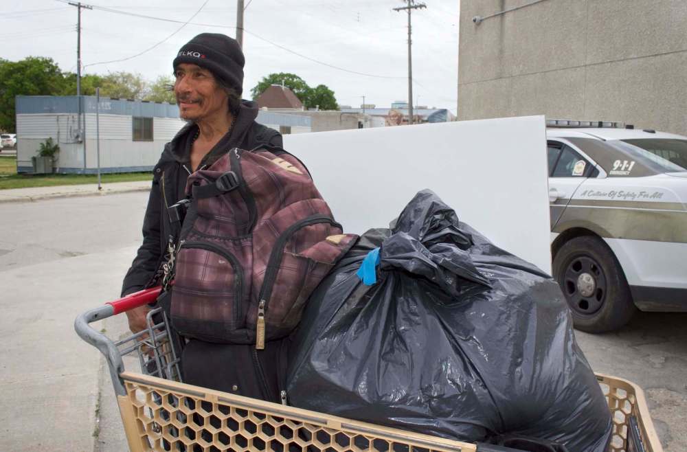 Roderick Thomas said he'd give the cart lockers a try. (Tessa Vanderhart / Winnipeg Free Press)