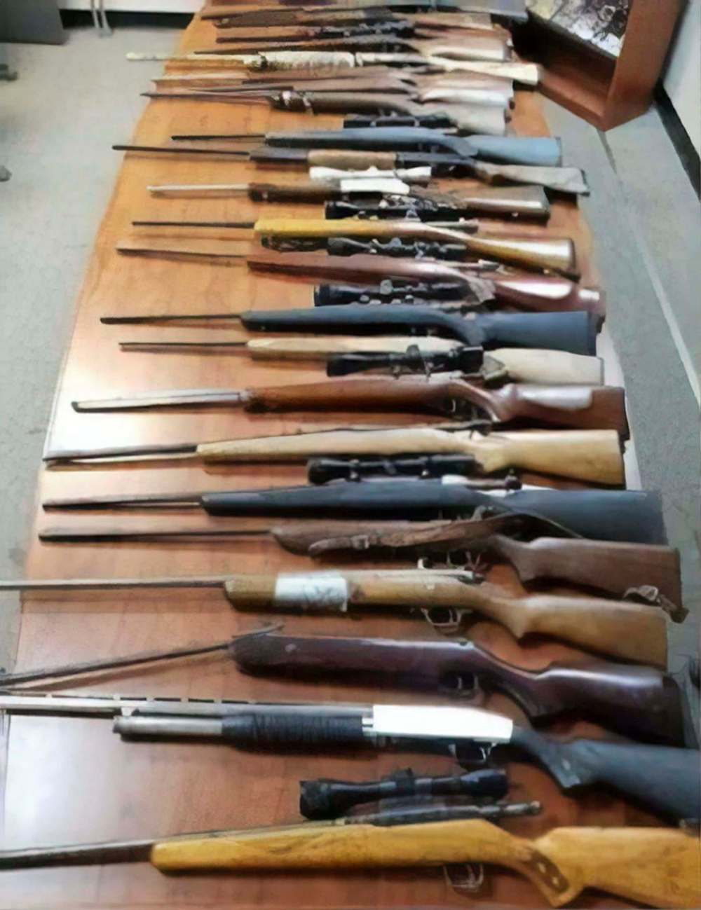 Manitoba First Nations Police Service seized 23 guns from a home in Sandy Bay on June 10. (Supplied photo)