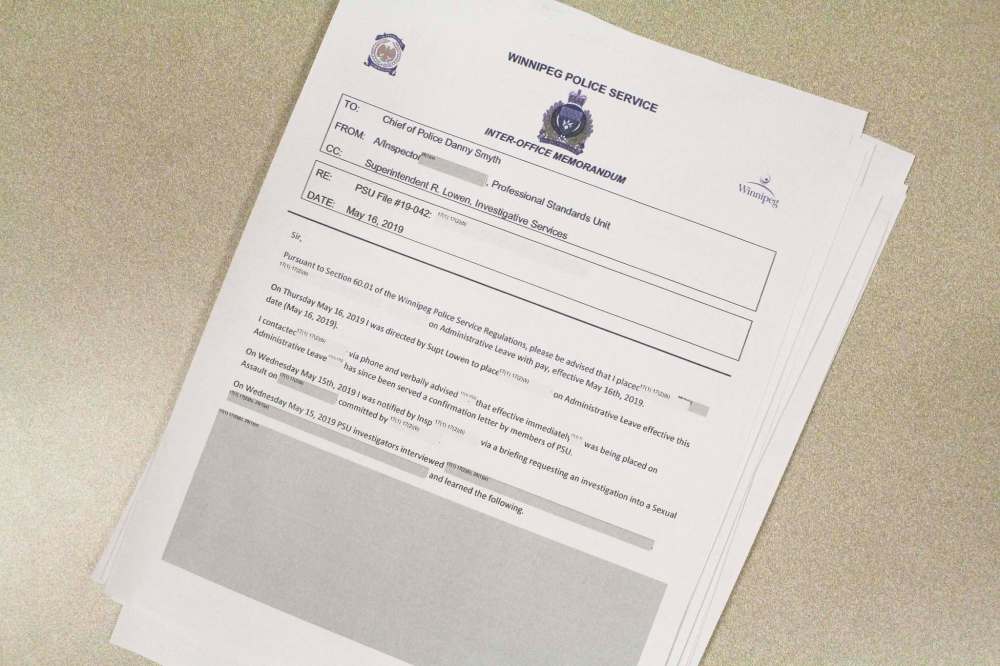 MIKE DEAL / WINNIPEG FREE PRESS Files
Assault allegations are outlined in internal WPS documents.