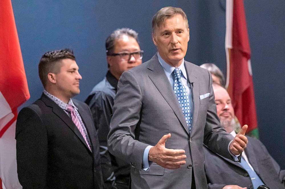 SASHA SEFTER / WINNIPEG FREE PRESS
Leader of the People’s Party of Canada Maxime Bernier announces party candidates during a press event at the Holiday Inn Winnipeg Airport West on Tuesday afternoon.