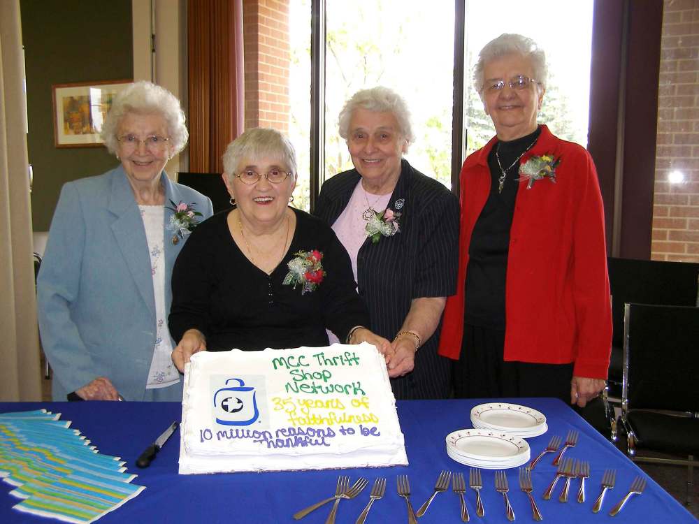 Gladys Terichow / MCC
MCC thrift shop founders Linie Friesen (from left), Selma Loewen, Susan Giesbrecht and Sara Stoesz in 2007.