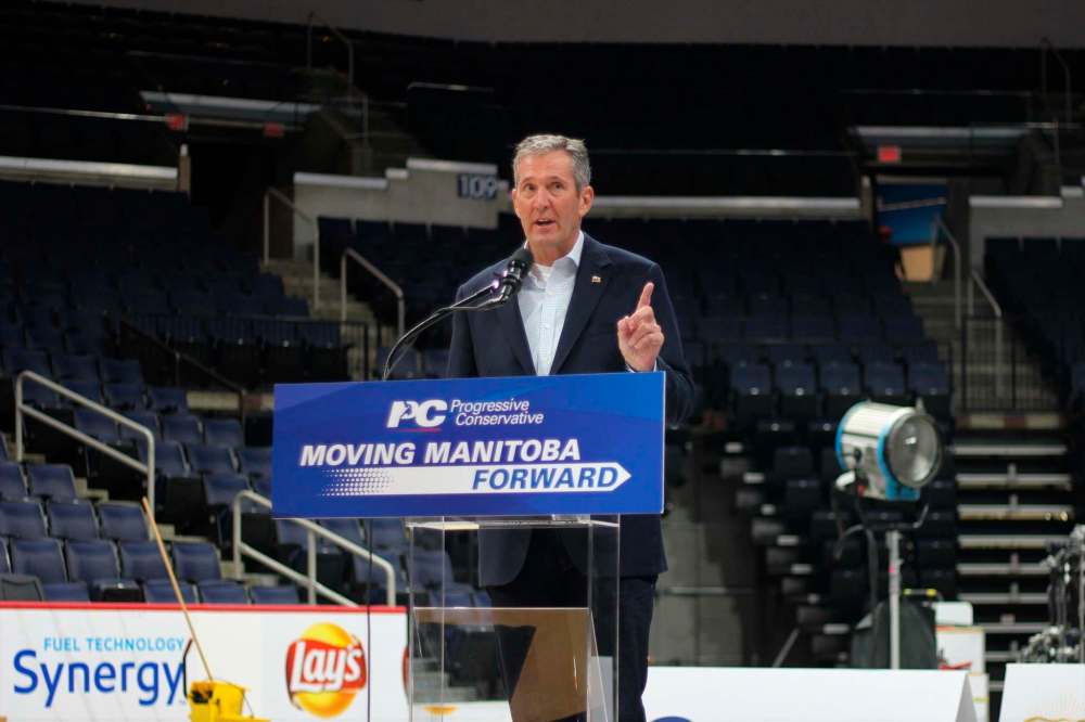 JESSICA BOTELHO-URBANSKI / WINNIPEG FREE PRESS
PC leader Brian Pallister announced a re-elected Tory government would invest an additional $25 million over four years in the provincial film tax credit.