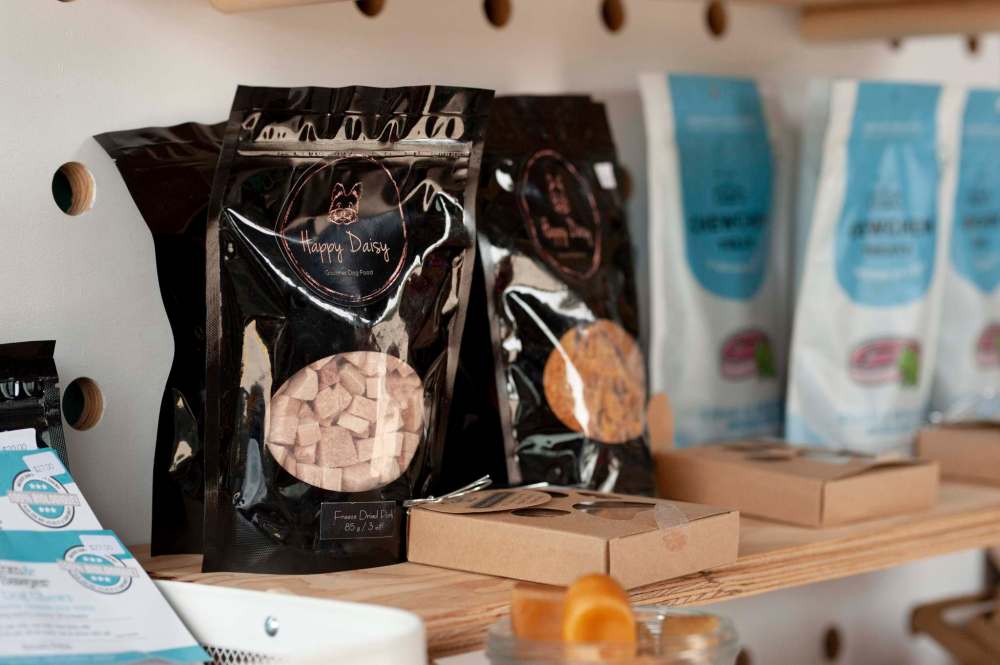 Happy Daisy Gourmet Dogfood is a Winnipeg enterprise that, among other delicacies, offers kangaroo jerky, freeze-dried bison and salmon-trail-mix cookies. (Mike Sudoma / Winnipeg Free Press)