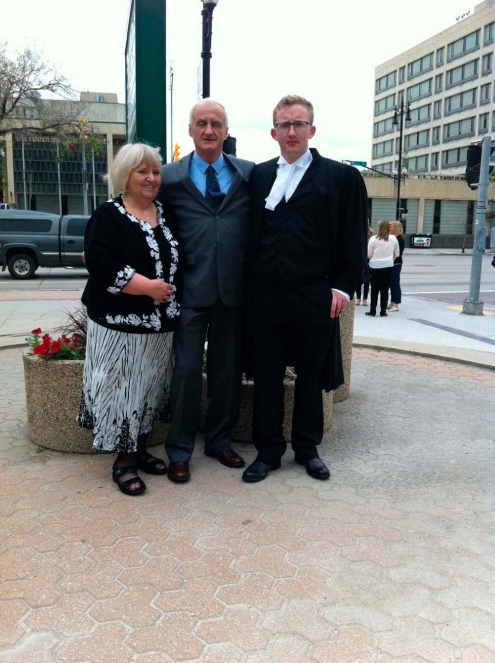 Supplied
Crawley with her younger son, Hugh, at his call to the bar.