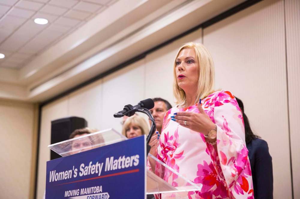 MIKAELA MACKENZIE / WINNIPEG FREE PRESS
Rochelle Squires announced the Progressive Conservatives’ intention to introduce Clare’s Law.