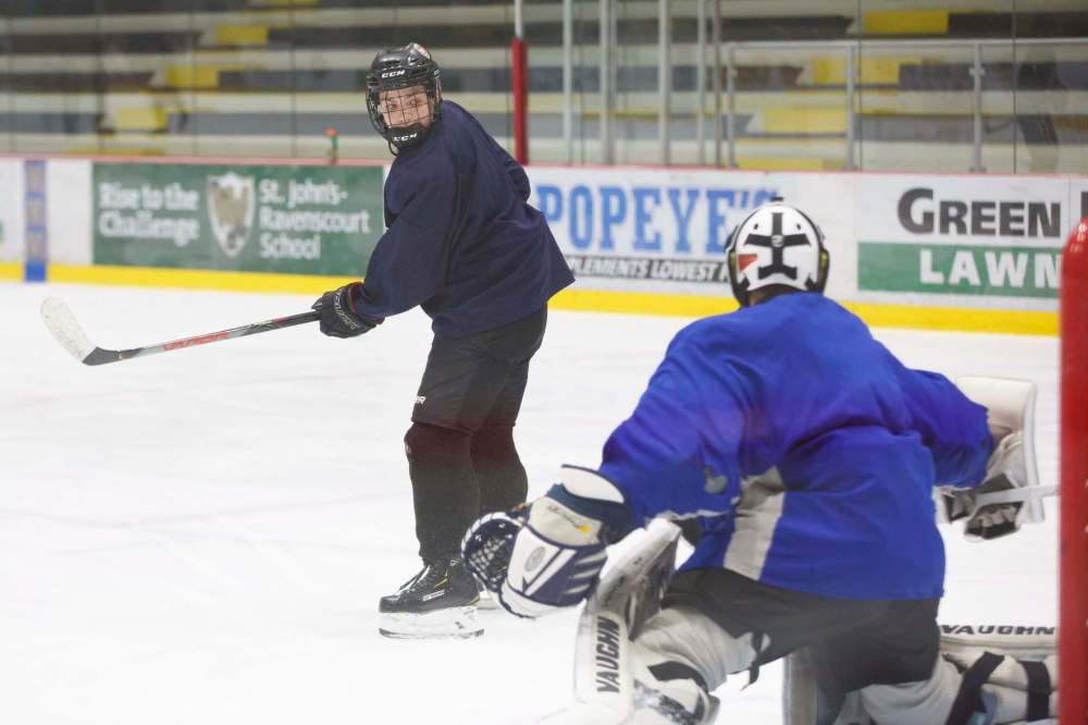 Guy suited up for the Israeli squad at the third division U18 world championship, where the national team advanced to the final before losing in overtime to Bulgaria. (Mike Deal / Winnipeg Free Press)