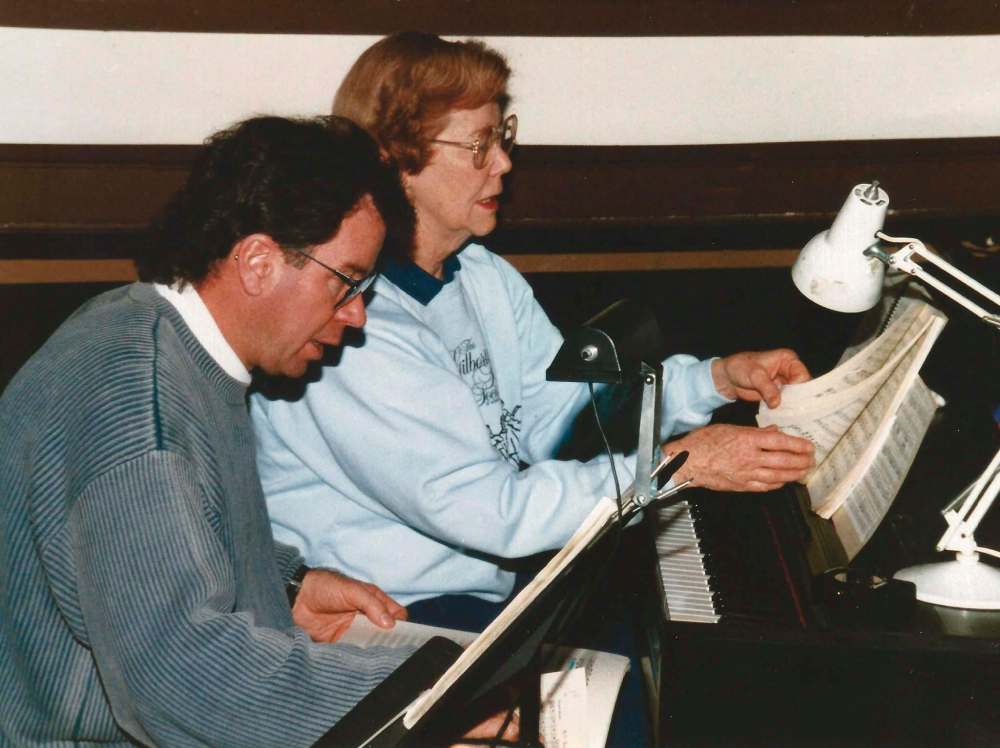 SUPPLIED
Margaret Harrison and conductor Carlisle Wilson in 1992 during rehearsal for The Gondoliers.