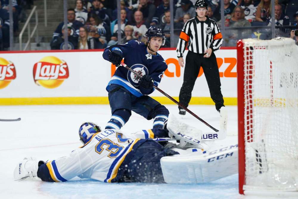 Nikolaj Ehlers will be playing on the first line with Mark Scheifele and Blake Wheeler to start the season if Kyle Connor doesn't return. (John Woods / The Canadian Press files)