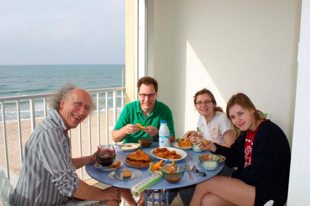 Supplied
Stavechny, his nephew Neil McTavish and Neil’s daughters on vacation at a condo next to the Mediterranean Sea. Top: Stavechny on stage as a mime. Middle: Stavechny and friends dressed as hippies.