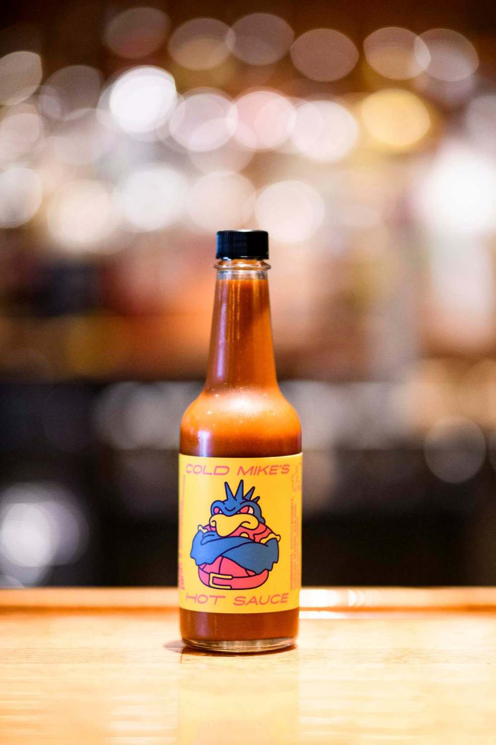 A close-up of Cold Mike's Hot Sauce.