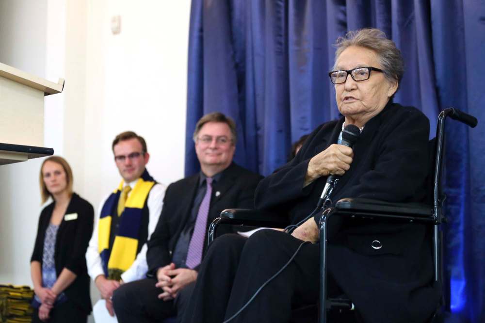 Ian Froese / Brandon Sun
Pratt received a Lifetime Achievement Award and spoke at the Brandon University homecoming banquet in October 2017.