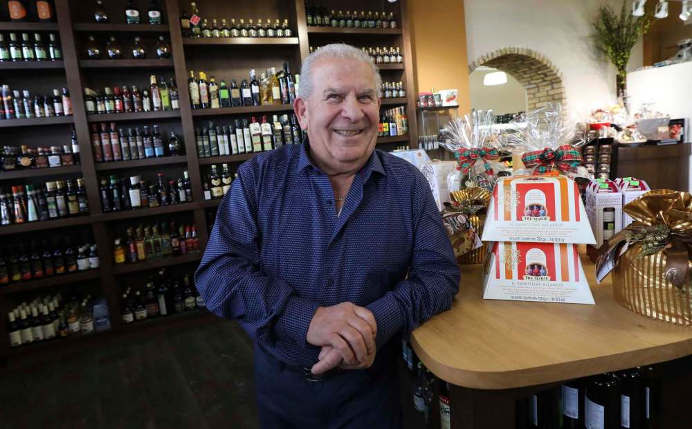 RUTH BONNEVILLE / WINNIPEG FREE PRESS 49.8 - intersection - De Luca's 950 Portage Ave Photo of Pasquale DeLuca near the front of the store where the original storefront was located. What: This is for an Intersection column (Nov 23) toasting the 50th anniversary of De Luca's, a mainstay on Portage Ave. Two generations of De Luca's on hand for the pics, for sure, including Tony De Luca, whose father founded the biz. Photos to go with feature including: 2nd floor lunch area, Famous deli meats, bakery deserts, staff and family group shots. Also an exterior shot of the premises, which started as a 600-square-foot store in '69 and now covers almost an entire city block. Dave Sanderson story. Nov 15th, 2019