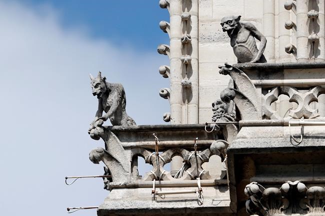 Preserved gargoyles of Notre Dame cathedral are pictured Wednesday, April 17, 2019 in Paris. Notre Dame Cathedral would have been completely burned to the ground in a