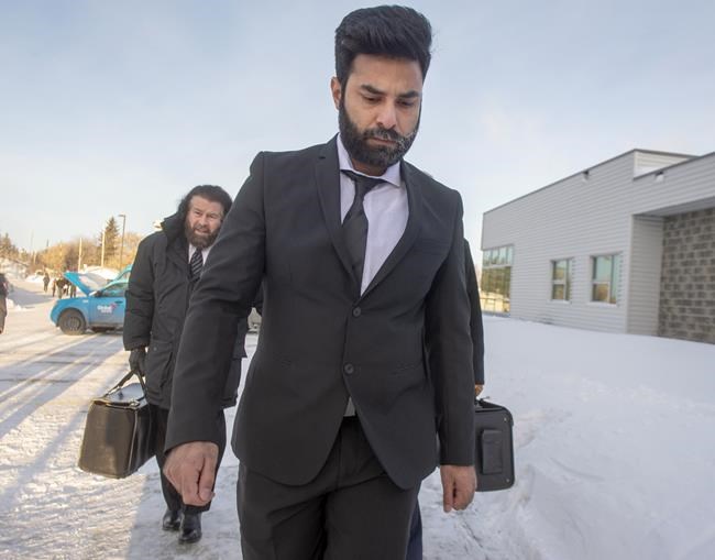Jaskirat Singh Sidhu, the driver of the truck that struck the bus carrying the Humboldt Broncos hockey team, arrives for the third day of his sentencing hearing, Wednesday, January 30, 2019 in Melfort, Sask.THE CANADIAN PRESS/Ryan Remiorz