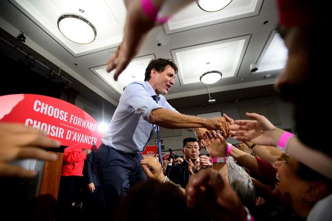 Liberal Leader Justin Trudeau greets the crowd during a campaign stop in Vancouver on Wednesday, Sept. 11, 2019. THE CANADIAN PRESS/Sean Kilpatrick