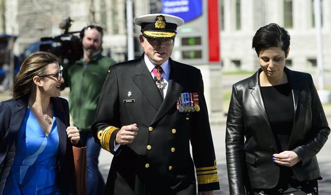 Vice-Admiral Mark Norman walks with his lawyers Marie Henein and Christine Mainville as they leave court in Ottawa on Wednesday, May 8, 2019. Norman had walked up to the entrance of the Ottawa courthouse dozens of previous times over the past year, yet this time was different: This would be the last time. THE CANADIAN PRESS/Sean Kilpatrick