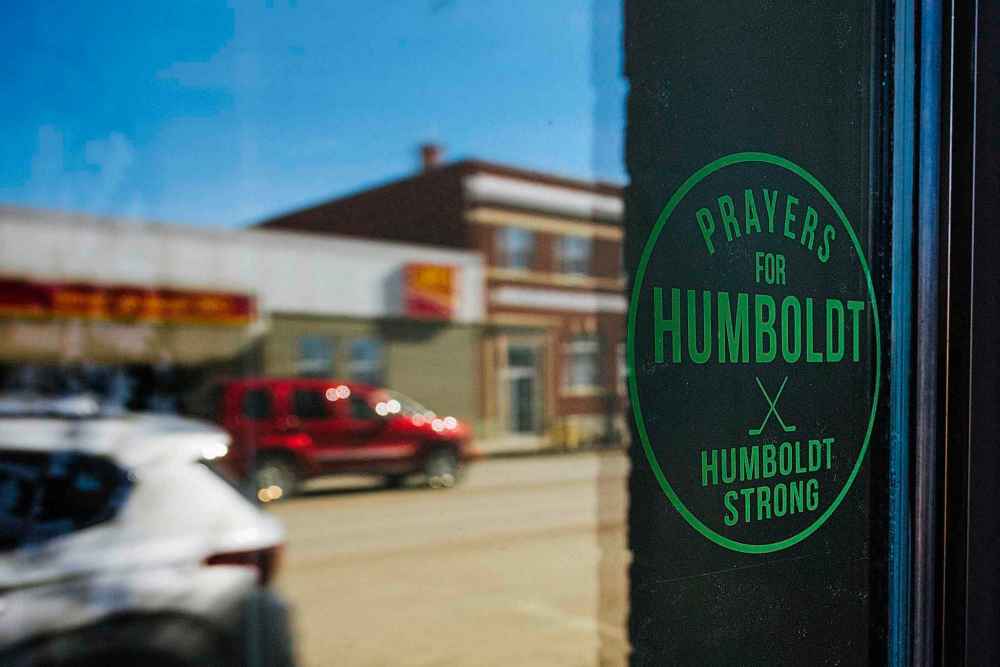 Matt Smith / The Canadian Press
Symbols of the town's devotion to the Broncos are visible throughout downtown in Humboldt.