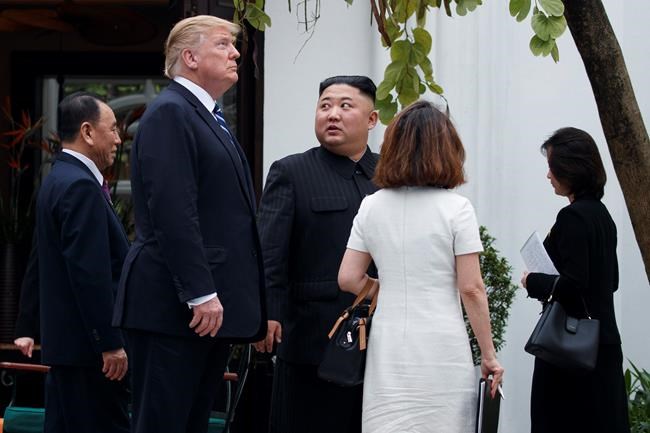 Evan Vucci / The Associated Press
President Donald Trump and North Korean leader Kim Jong Un take a walk after their first meeting at the Sofitel Legend Metropole Hanoi hotel, Thursday, Feb. 28, 2019, in Hanoi. (AP Photo/Evan Vucci)