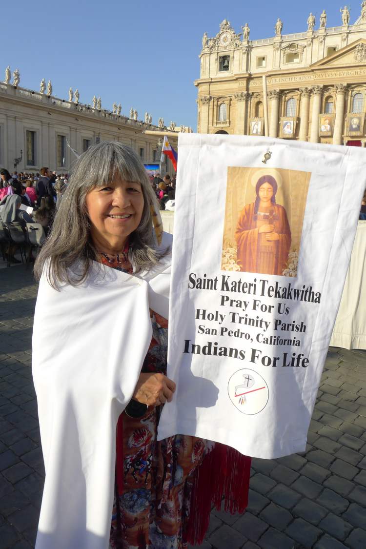 Roy Gutman / MCT Archives
Clementine Little Hawk Hernandez, a Lakota Sioux, attends the canonizing ceremony of Kateri Tekakwitha at St. Peter’s in Vatican City last October.