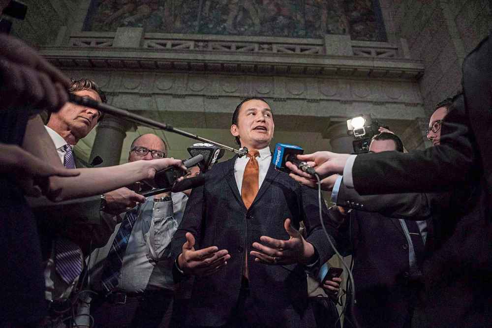 David Lipnowski / THE CANADIAN PRESS
NDP leader Wab Kinew questioned Premier Brian Pallister's plan to change nursing levels at the Children's Hospital in HSC.
