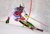 Switzerland's Ramon Zenhaeusern competes in an alpine ski, men's slalom in Levi, Finland, Sunday, Nov. 24, 2019. (AP Photo/Alessandro Trovati)
