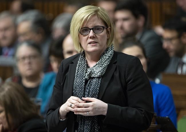 Public Services and Procurement Minister Carla Qualtrough responds to a question during Question Period in the House of Commons, Tuesday, February 26, 2019 in Ottawa. Qualtrough says the Trudeau government wants to add flexibility to its integrity regime for corporate wrongdoing - a change that could help beleaguered SNC-Lavalin avoid a lengthy ban from bidding for public contracts.THE CANADIAN PRESS/Adrian Wyld