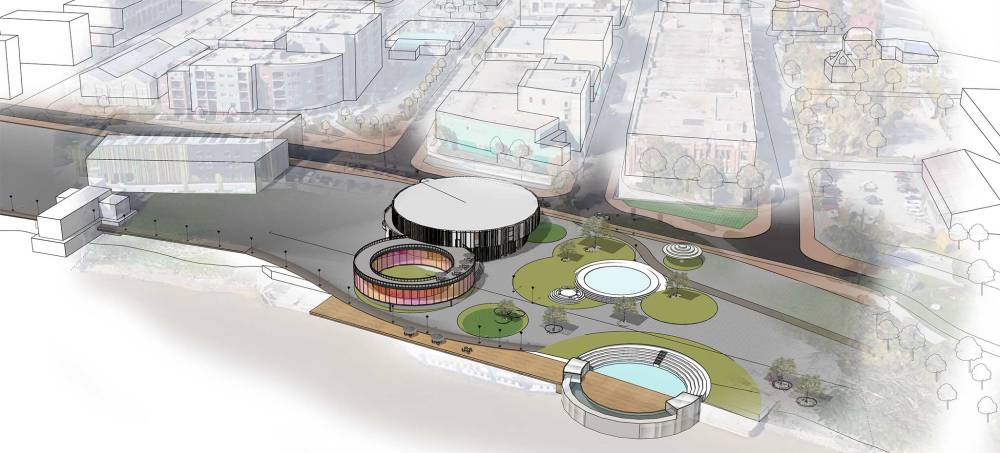 Luxia Yang's Pier 70 Waterfront Cultural Centre provides a space for conferences and events, galleries and leisure facilities. The plan highlights key views, creates a continuous pedestrian path and gives rebirth to the riverboat cruise. (Supplied)