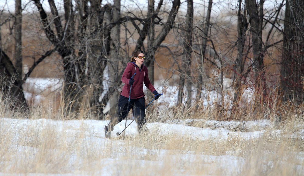 Jodi Pratt cross country skiing in Wildwood Park, Sunday, April 14, 2013. (TREVOR HAGAN/WINNIPEG FREE PRESS)