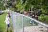 Cheryl Hedlund and Chris Siddorn visit Cheryl's parents, Ron and Anne Fetterly, through the fence at Oakview Place care home on Friday. (Mikaela MacKenzie / Winnipeg Free Press) 

Winnipeg Free Press 2020.