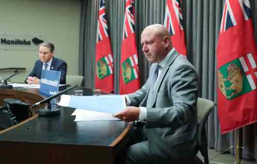 RUTH BONNEVILLE / WINNIPEG FREE PRESS

Local - COVID Update 

Manitoba's Chief Provincial Public Health Officer, Dr. Brent Roussin and Manitoba's Minister of Health, Cameron Friesen answer questions from the media during press briefing at the Legislative Building on Thursday. 

Sept 10th, 2020