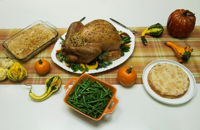 A Thanksgiving turkey dinner is shown in Toronto on Tuesday, Sept. 25, 2012. THE CANADIAN PRESS/Nathan Denette
