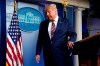 President Donald Trump leaves the podium after speaking at the White House, Thursday, Nov. 5, 2020, in Washington. His back against the wall, a frustrated Donald Trump is lashing out, spinning an elaborate conspiracy theory as he tries to maintain his grasp on the presidency. THE CANADIAN PRESS/AP, Evan Vucci