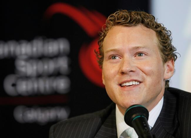 Canadian Olympic gymnast and National Sport School alumni Kyle Shewfelt announces his retirement in Calgary, Thursday, May 21, 2009. Calgary's board of education will close the National Sport School that has produced Olympic and Paralympic champions for 26 years. THE CANADIAN PRESS/Jeff McIntosh