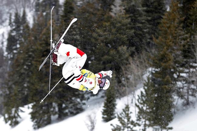 Mikael Kingsbury, of Canada, trains during the FIS Freestyle World Cup skiing competition Thursday, Feb. 6, 2020, in Park City, Utah. Kingsbury will miss moguls races for the first time in his World Cup career after suffering a back injury in training on Sunday. THE CANADIAN PRESS/AP-Jeff Swinger