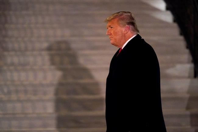 President Donald Trump arrives on the South Lawn of the White House, Tuesday, Jan. 12, 2021, in Washington. THE CANADIAN PRESS/AP/Gerald Herbert