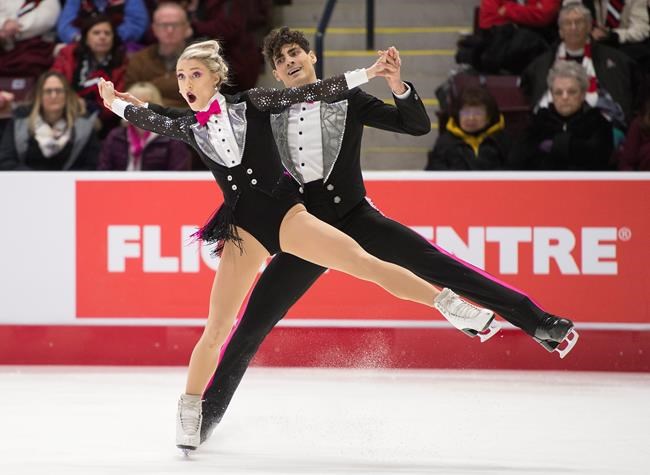 Piper Gilles and Paul Poirier compete during the senior ice dance rhythm at the 2020 Canadian Tire National Skating Championships in Mississauga, Ont., on January 17, 2020. THE CANADIAN PRESS/Nathan Denette