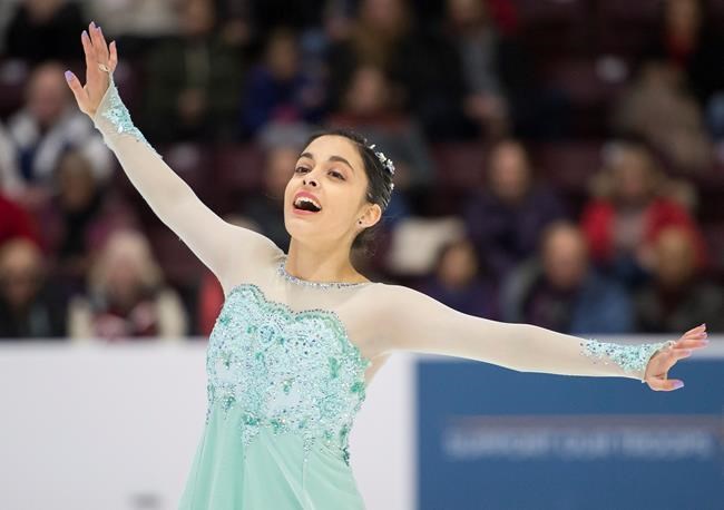 Madeline Schizas competes during the senior women's short program at the 2020 Canadian Tire National Skating Championships in Mississauga, Ont., Friday, Jan. 17, 2020. Schizas, of Oakville, Ont., moved up three spots to win the women's singles title of the virtual Skate Canada Challenge. THE CANADIAN PRESS/Nathan Denette