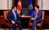 Prime Minister Justin Trudeau meets with Alberta Premier Jason Kenney on Parliament Hill in Ottawa on Tuesday, Dec. 10, 2019. Kenney has made another demand of Trudeau on the Keystone XL pipeline ahead of Trudeau’s call today with new U.S. President Joe Biden. THE CANADIAN PRESS/Sean Kilpatrick