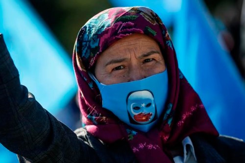 A protester from the Uighur community living in Turkey, participates in a protest in Istanbul, Thursday, Oct. 1, 2020. The opposition Conservatives are calling for the House of Commons to formally declare crimes against minority Muslims in China a genocide. THE CANADIAN PRESS/AP, Emrah Gurel