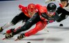 Canada's Charles Hamelin, front, competes in the quarterfinals of the 1000 meter short track speed skating championships in Montreal, Sunday, Jan. 12, 2020. Ten Canadian short-track speed skaters will compete for the first time this season at the world championship next month.THE CANADIAN PRESS/Peter McCabe