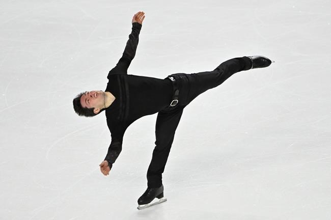 Keegan Messing, of Canada, competes during men's free skating program in the International Skating Union Grand Prix of Figure Skating Series, Saturday, Oct. 24, 2020, in Las Vegas. THE CANADIAN PRESS/AP-David Becker