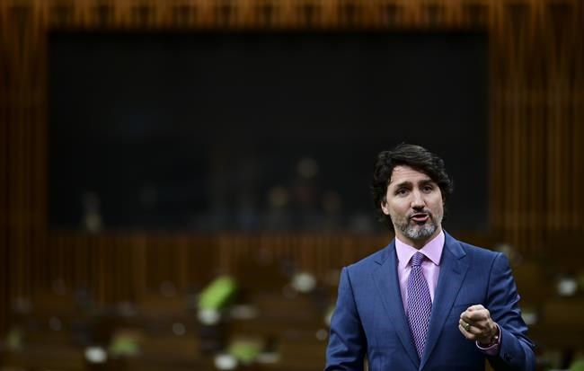 Prime Minister Justin Trudeau rises during question period in the House of Commons on Parliament Hill in Ottawa on Wednesday, Feb. 24, 2021. THE CANADIAN PRESS/Sean Kilpatrick
